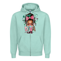 Seafoam afro messy bun diva life Zipper Hoodie - texasbilliewilder