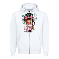 White afro messy bun diva life Zipper Hoodie - texasbilliewilder