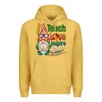 Antique Gold gnome teach love inspire Premium Hoodie - NancyCooperArtShop