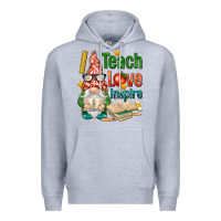 Heather Grey gnome teach love inspire Premium Hoodie - NancyCooperArtShop