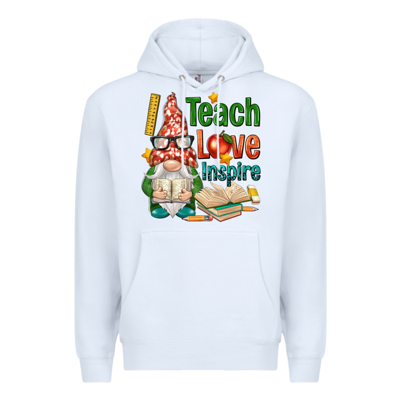 Gnome Teach Love Inspire Premium Hoodie by NancyCooperArtShop | Teevron