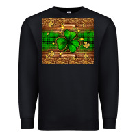 Black St. Patrick's Day shamrock leopard Premium Sweatshirt - Neo Western
