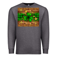 Charcoal Heather St. Patrick's Day shamrock leopard Premium Sweatshirt - Neo Western
