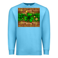 Ocean Blue St. Patrick's Day shamrock leopard Premium Sweatshirt - Neo Western