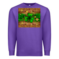 Purple St. Patrick's Day shamrock leopard Premium Sweatshirt - Neo Western