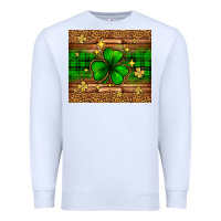 White St. Patrick's Day shamrock leopard Premium Sweatshirt - Neo Western