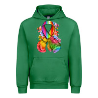 Emerald all color ribbon with boxing gloves Urban Hoodie - NancyCooperArtShop