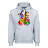 Heather Grey all color ribbon with boxing gloves Urban Hoodie - NancyCooperArtShop