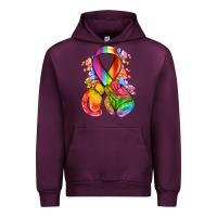 Mauve Wine all color ribbon with boxing gloves Urban Hoodie - NancyCooperArtShop