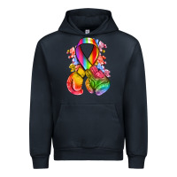 Navy all color ribbon with boxing gloves Urban Hoodie - NancyCooperArtShop