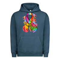 Pigment Midnight Navy all color ribbon with boxing gloves Urban Hoodie - NancyCooperArtShop