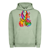 Pigment Oil Green all color ribbon with boxing gloves Urban Hoodie - NancyCooperArtShop