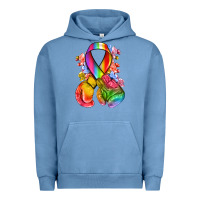 Pigment Pebble Blue all color ribbon with boxing gloves Urban Hoodie - NancyCooperArtShop
