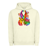 Pigment Pistachio all color ribbon with boxing gloves Urban Hoodie - NancyCooperArtShop