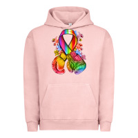 Pigment Salmon all color ribbon with boxing gloves Urban Hoodie - NancyCooperArtShop