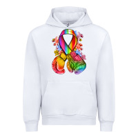 White all color ribbon with boxing gloves Urban Hoodie - NancyCooperArtShop