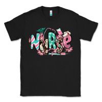 Black floral nurse Classic Tee - RanaPortraitStore