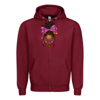 Burgundy sorority colors purple carol afro messy bun woman Zipper Hoodie - texasbilliewilder