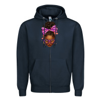 Navy sorority colors purple carol afro messy bun woman Zipper Hoodie - texasbilliewilder