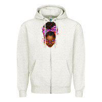 Oatmeal Heather sorority colors purple carol afro messy bun woman Zipper Hoodie - texasbilliewilder