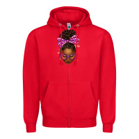 Red sorority colors purple carol afro messy bun woman Zipper Hoodie - texasbilliewilder
