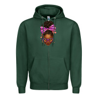 Sports Green sorority colors purple carol afro messy bun woman Zipper Hoodie - texasbilliewilder