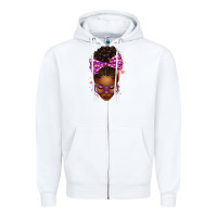 White sorority colors purple carol afro messy bun woman Zipper Hoodie - texasbilliewilder