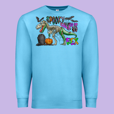 Spooky Saurus Rex Premium Sweatshirt Designed By Cowhidedigitalart