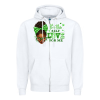 White sorority colors green its the self love for me afr Zipper Hoodie - texasbilliewilder