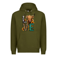 Army Green love long haired cow Premium Hoodie - Jasminsmagicworld