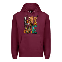 Burgundy love long haired cow Premium Hoodie - Jasminsmagicworld