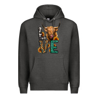 Charcoal Heather love long haired cow Premium Hoodie - Jasminsmagicworld