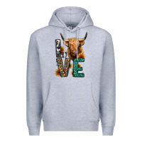 Heather Grey love long haired cow Premium Hoodie - Jasminsmagicworld