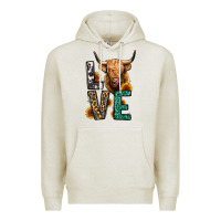 Oatmeal Heather love long haired cow Premium Hoodie - Jasminsmagicworld