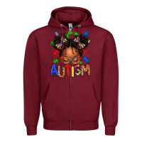 Burgundy autism afro girl Zipper Hoodie - texasbilliewilder