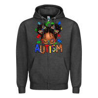 Charcoal Heather autism afro girl Zipper Hoodie - texasbilliewilder