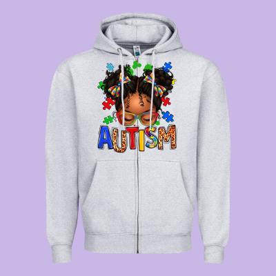 Autism Afro Girl Zipper Hoodie Designed By Texasbilliewilder