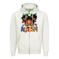 Oatmeal Heather autism afro girl Zipper Hoodie - texasbilliewilder
