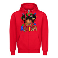 Red autism afro girl Zipper Hoodie - texasbilliewilder