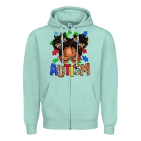 Seafoam autism afro girl Zipper Hoodie - texasbilliewilder