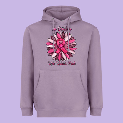 In October We Wear Pink Sunflower Heavyweight Hoodie Designed By Ranaportraitstore