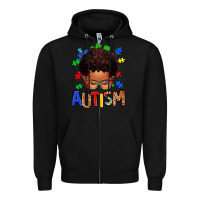 Black autism afro kid Zipper Hoodie - texasbilliewilder