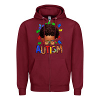 Burgundy autism afro kid Zipper Hoodie - texasbilliewilder