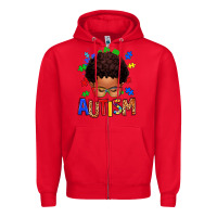 Red autism afro kid Zipper Hoodie - texasbilliewilder