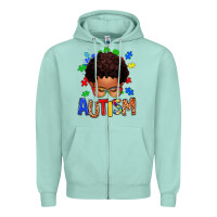 Seafoam autism afro kid Zipper Hoodie - texasbilliewilder