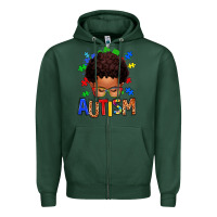 Sports Green autism afro kid Zipper Hoodie - texasbilliewilder