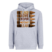 Heather Grey teach love inspire motivate lead Heavyweight Hoodie - Zillion Design Studio