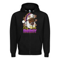Black big nick energy purple and gold afro santa Zipper Hoodie - RanaPortraitStore