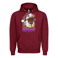 Burgundy big nick energy purple and gold afro santa Zipper Hoodie - RanaPortraitStore