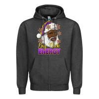 Charcoal Heather big nick energy purple and gold afro santa Zipper Hoodie - RanaPortraitStore